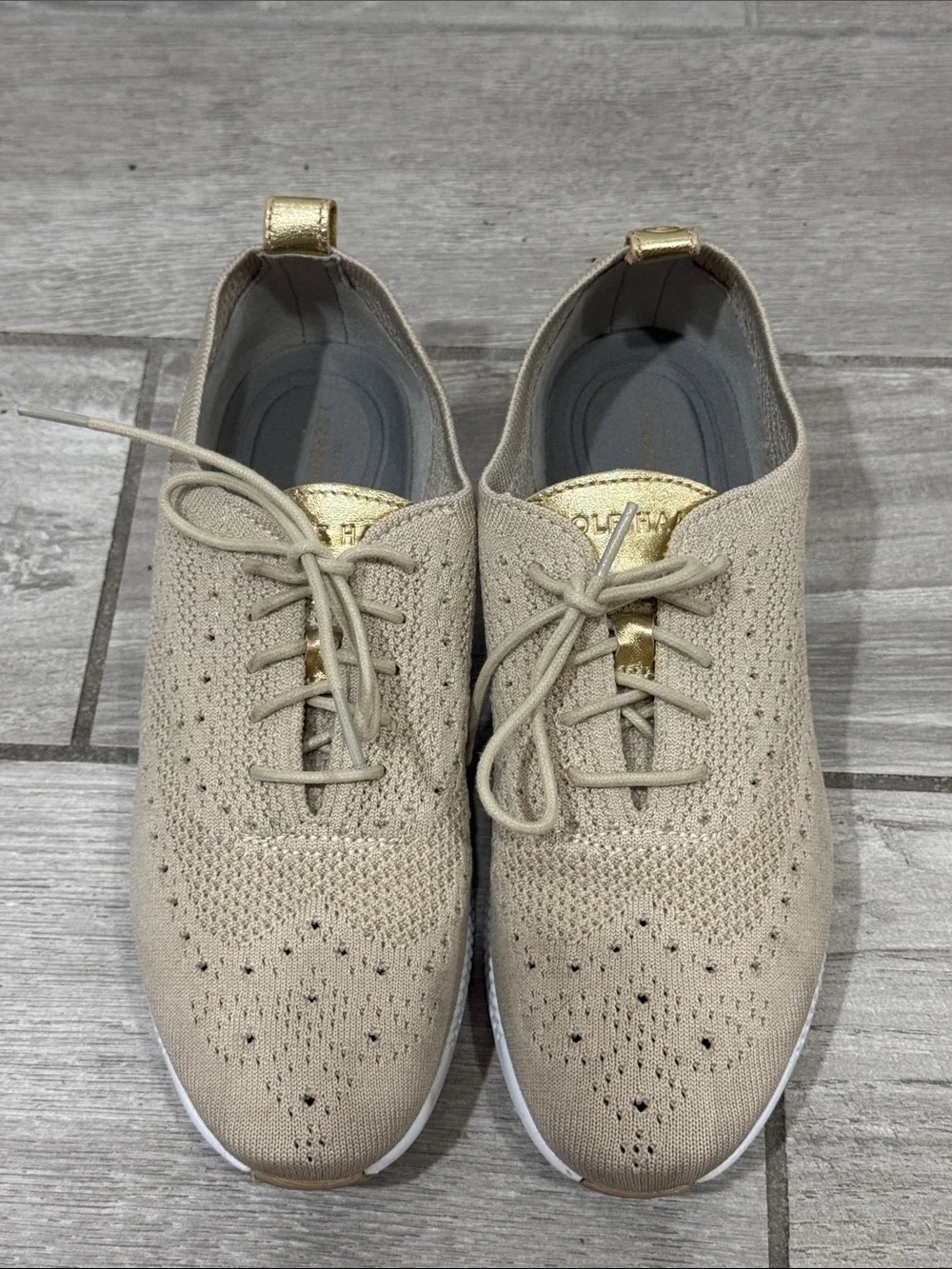 Cole Haan Original grand Stitchlite Knit Brogue Sneakers Women’s 8.5 Beige